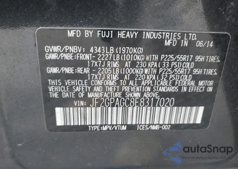 2014 Subaru Xv Crosstrek 2.0I Limited from USA, damaged, VIN JF2GPAGC8E8317020